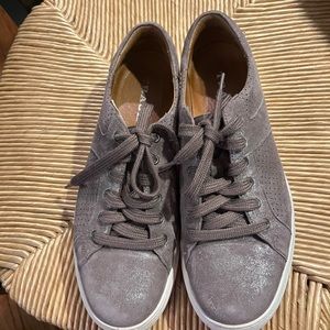Trask Lindsey Pewter Leather Rose Gold Sneakers Tennis Shoes 7.5